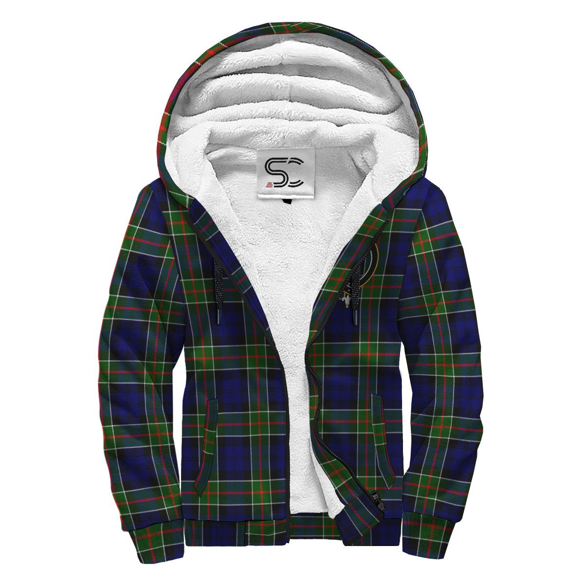 Colquhoun Modern Tartan Crest Sherpa Hoodie