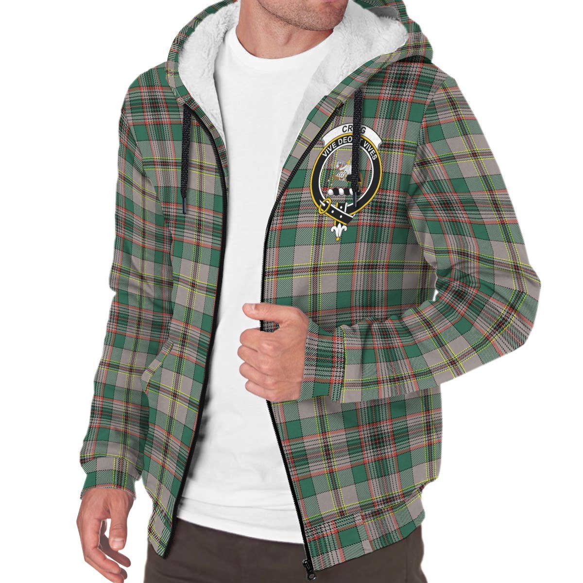 Craig Ancient Tartan Crest Sherpa Hoodie