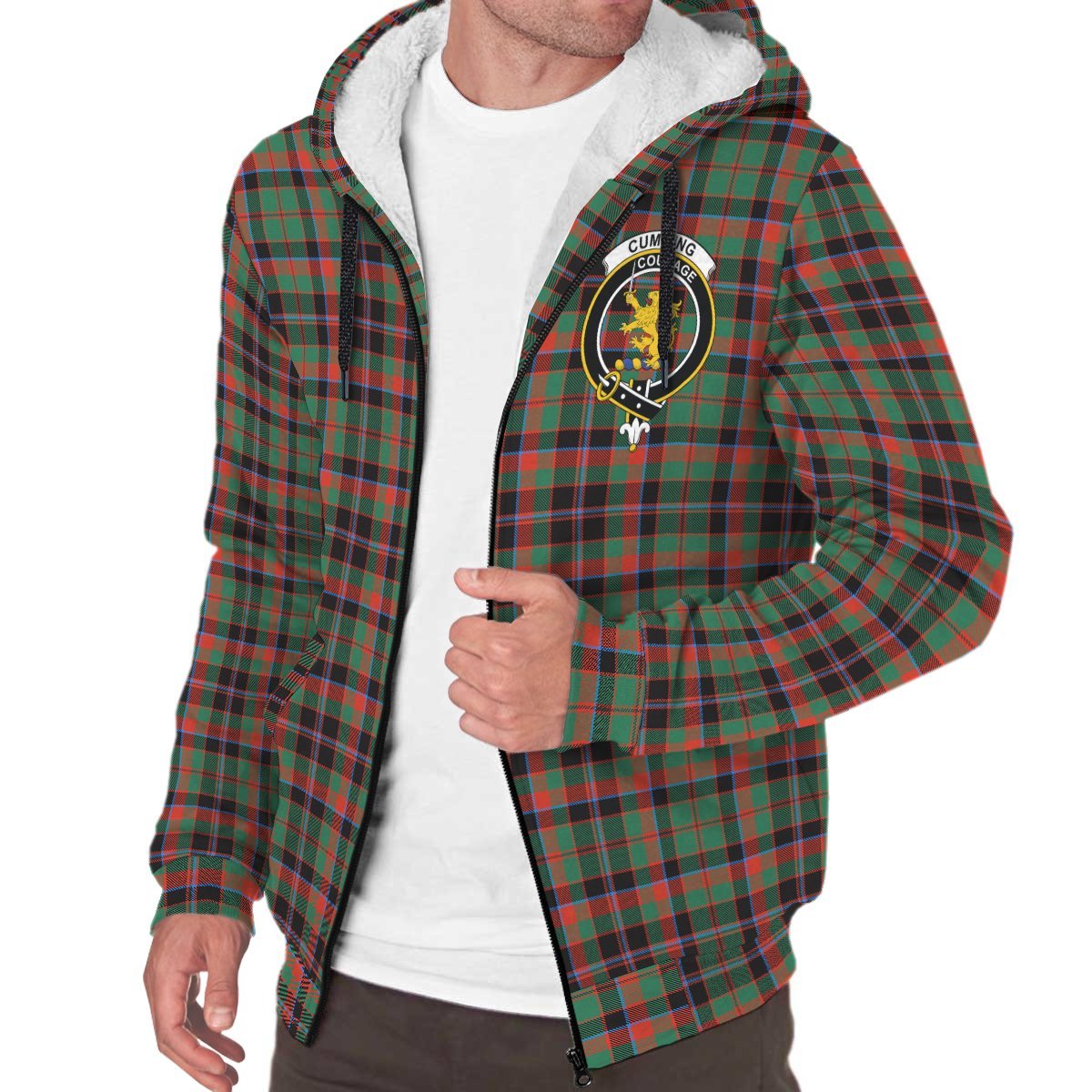 Cumming Hunting Ancient Tartan Crest Sherpa Hoodie