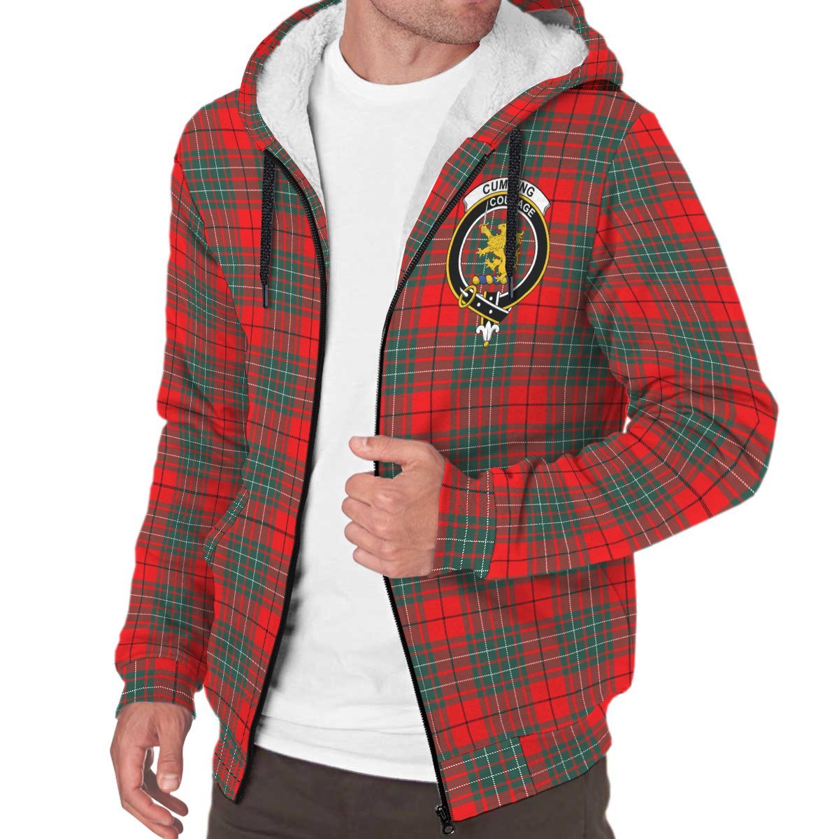 Cumming Modern Tartan Crest Sherpa Hoodie