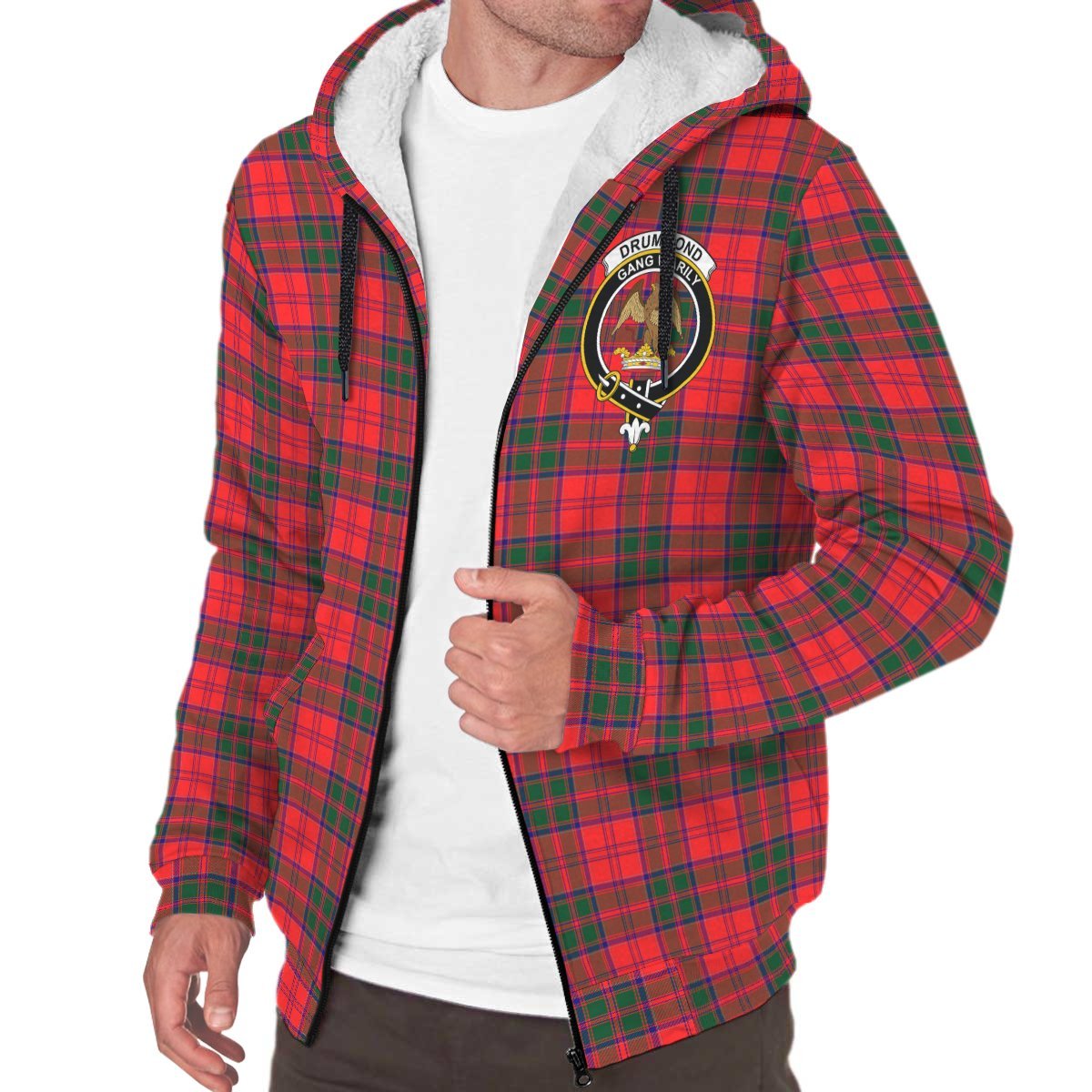 Drummond Modern Tartan Crest Sherpa Hoodie