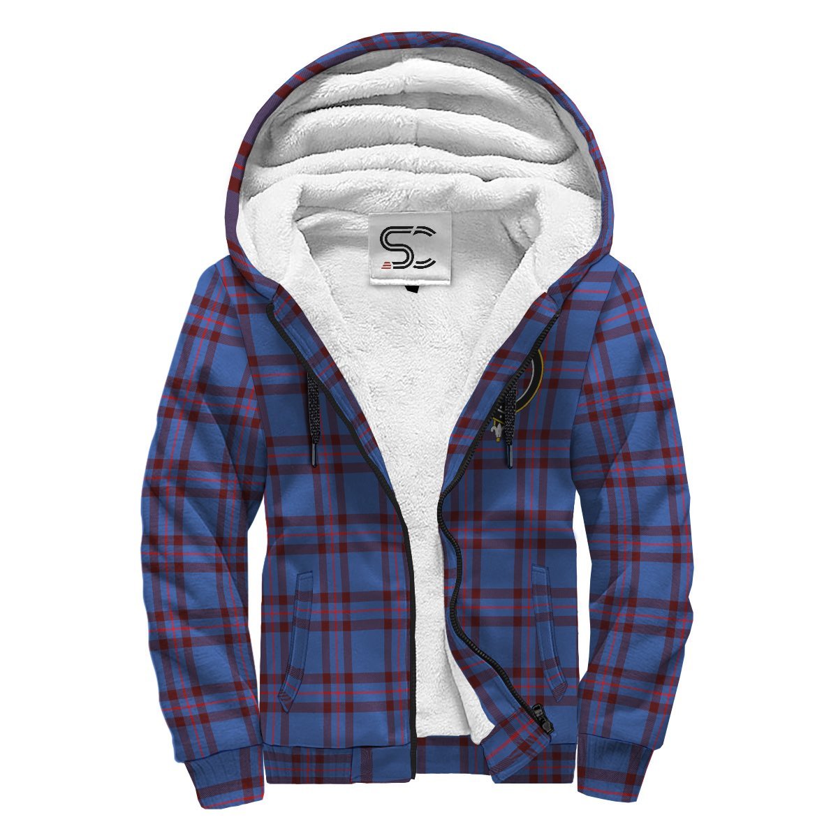 Elliot Modern Tartan Crest Sherpa Hoodie