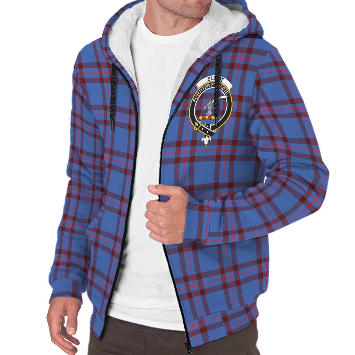 Elliot Modern Tartan Crest Sherpa Hoodie