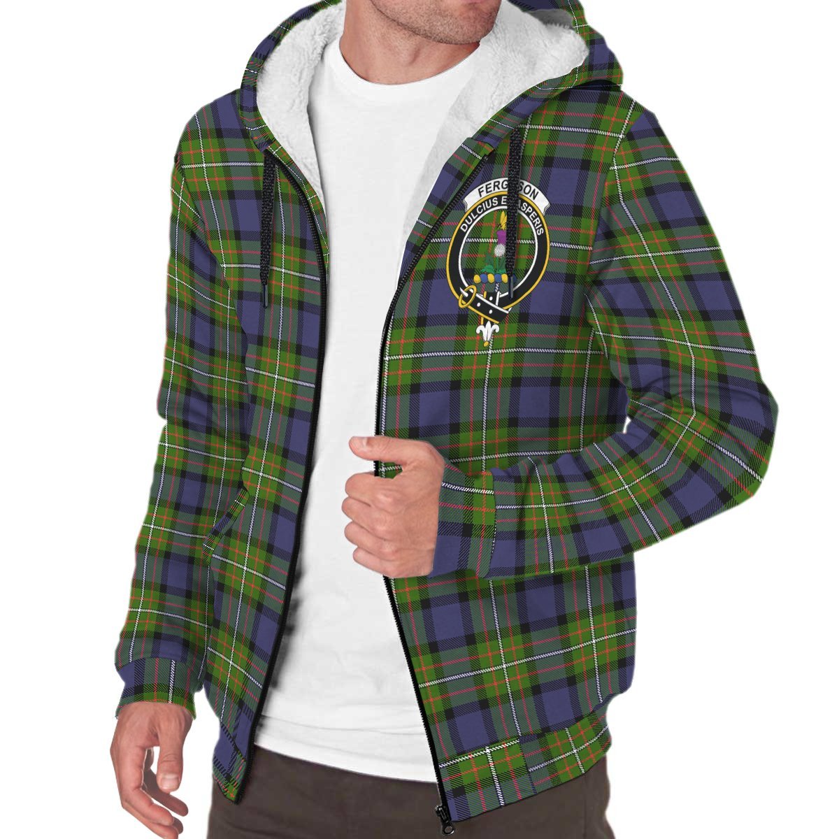 Fergusson Modern Tartan Crest Sherpa Hoodie