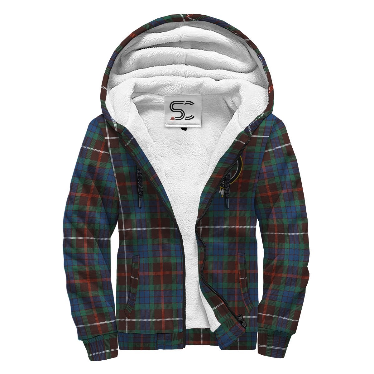 Fraser Hunting Ancient Tartan Crest Sherpa Hoodie