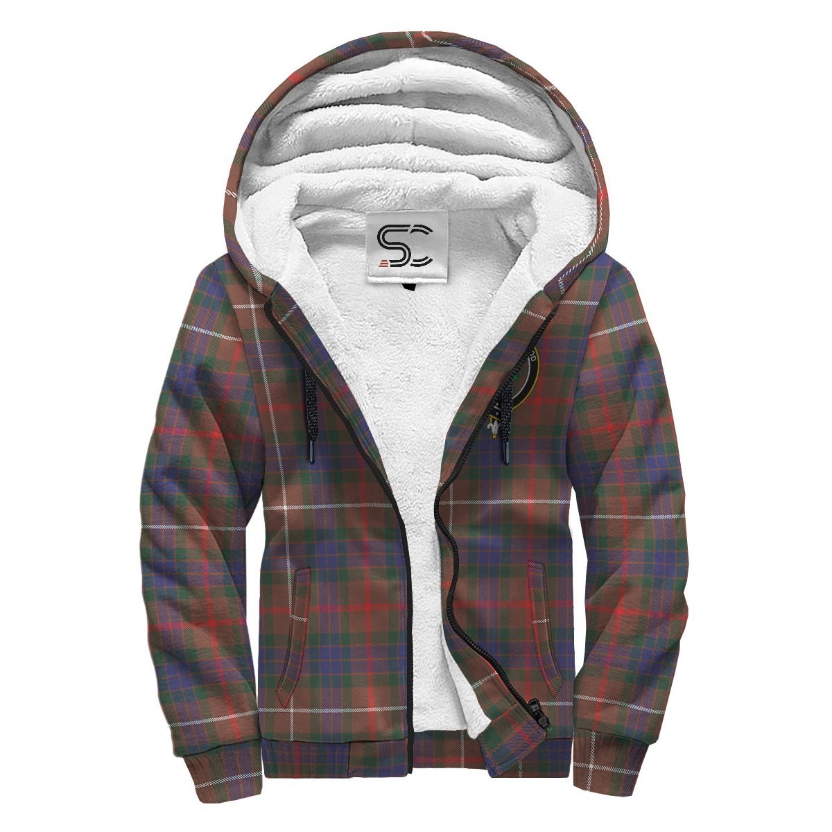 Fraser Hunting Modern Tartan Crest Sherpa Hoodie