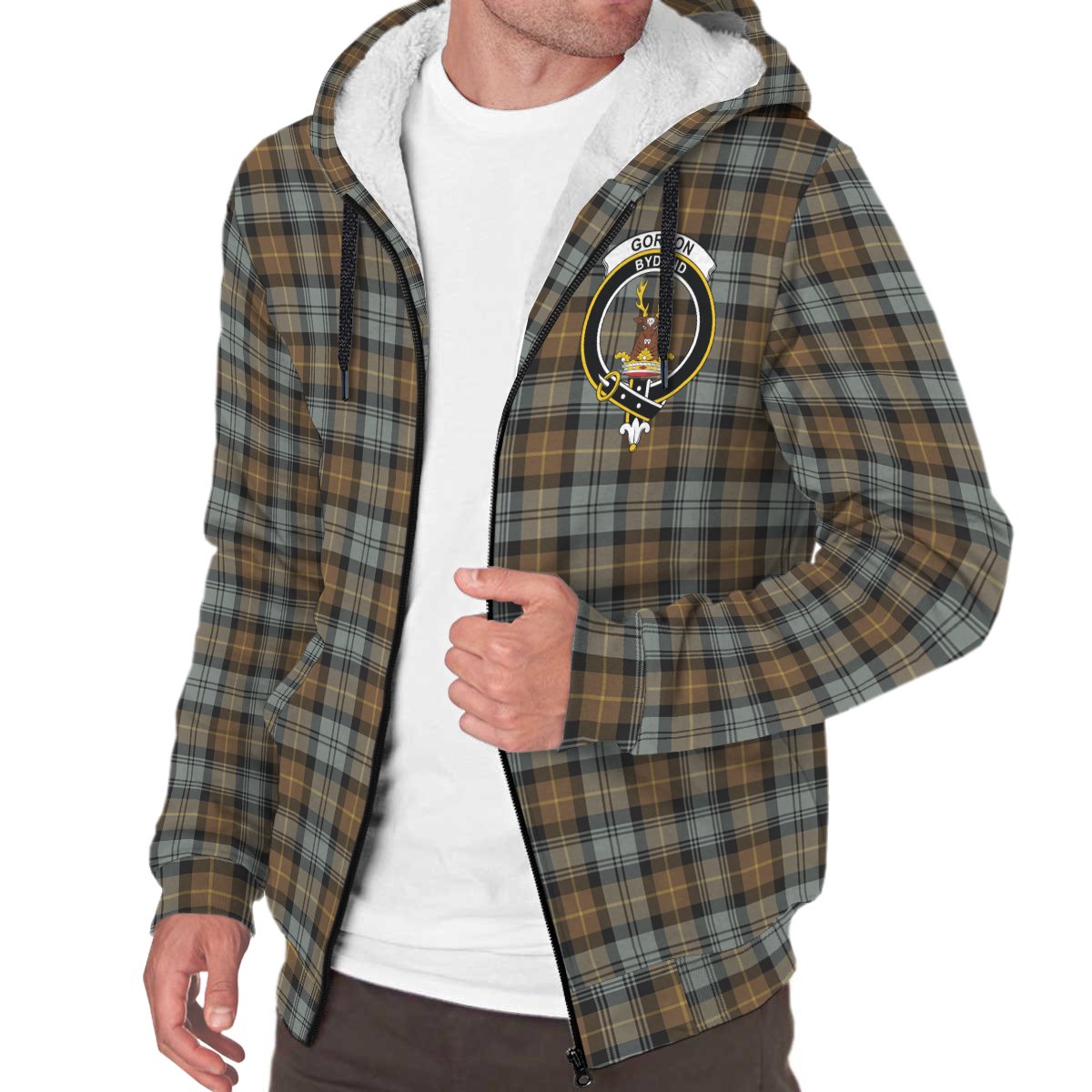 Gordon Weathered Tartan Crest Sherpa Hoodie