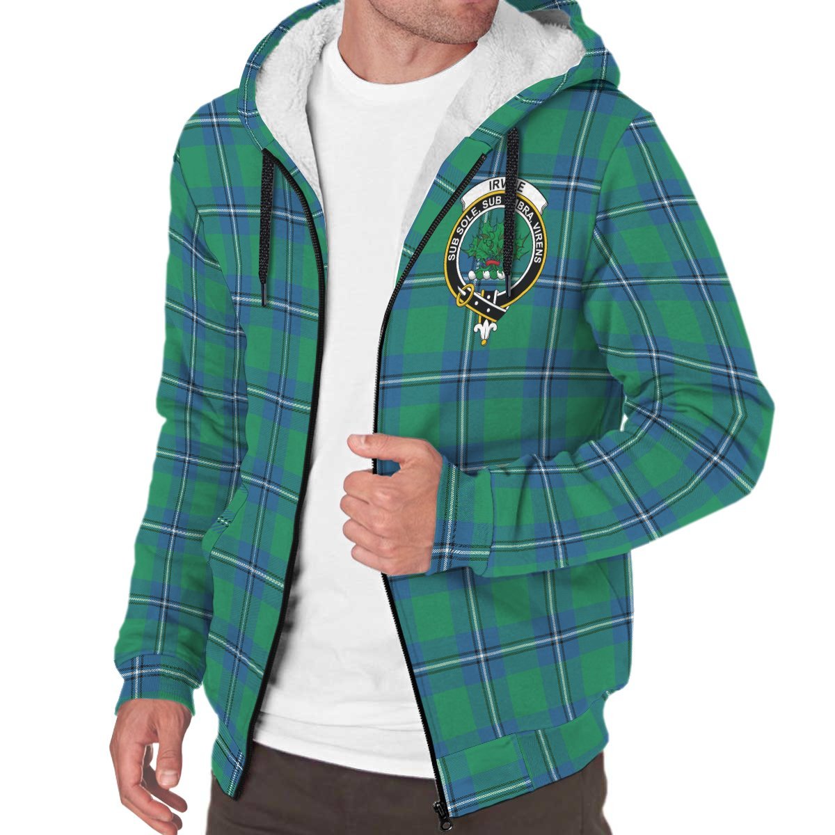 Irvine Ancient Tartan Crest Sherpa Hoodie