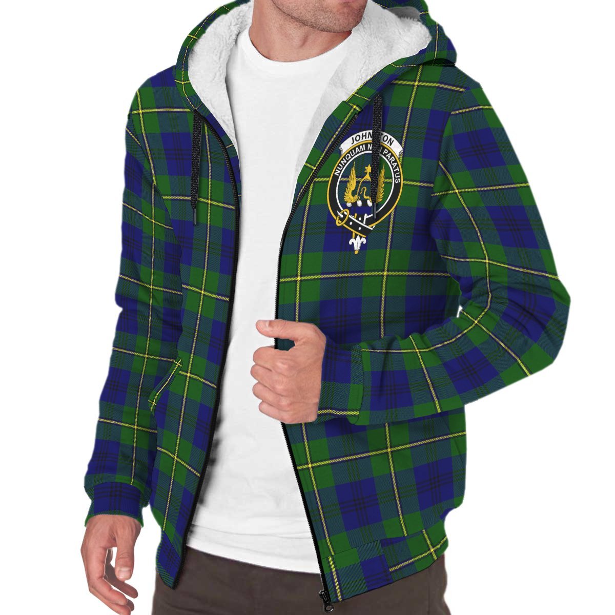 Johnston Modern Tartan Crest Sherpa Hoodie