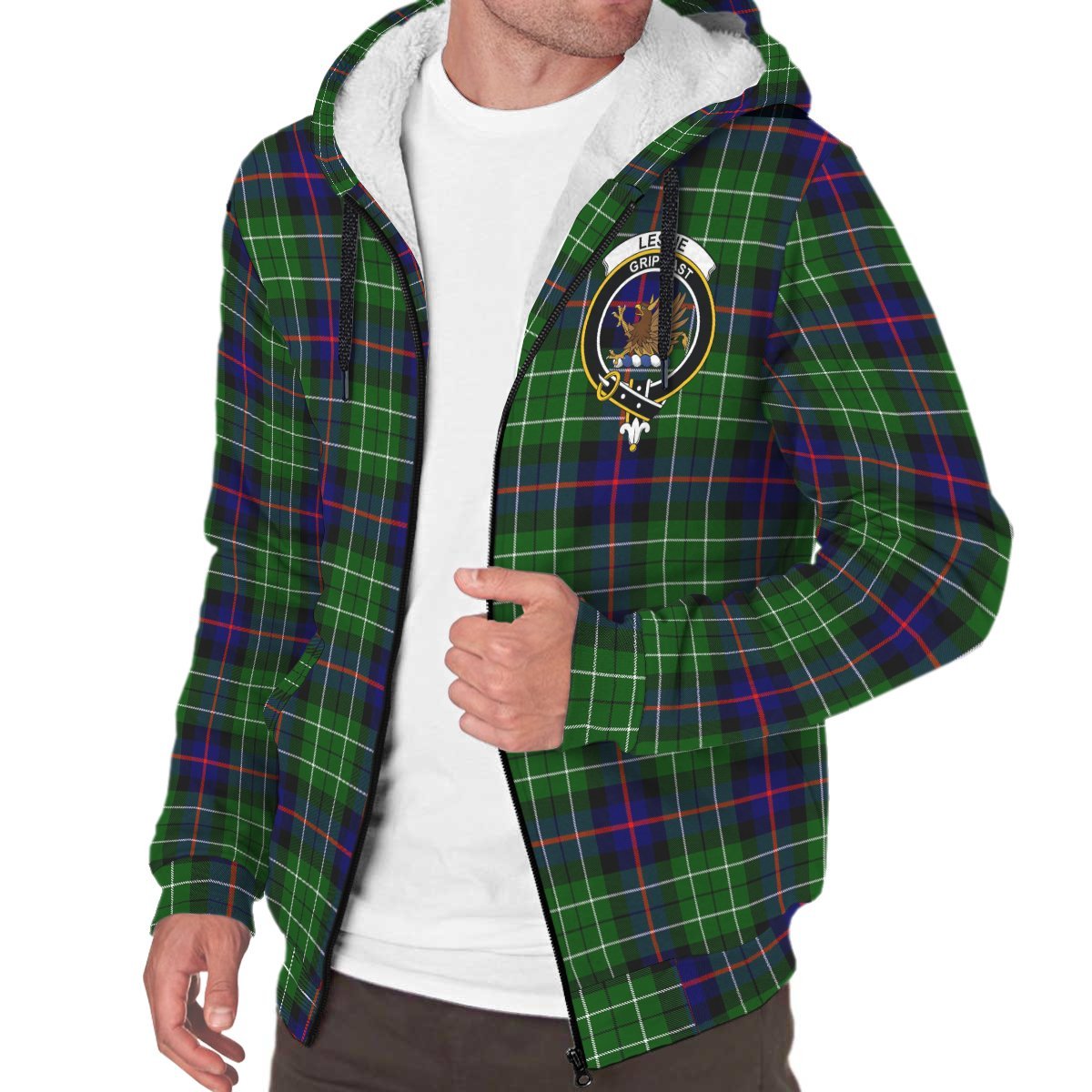 Leslie Hunting Tartan Crest Sherpa Hoodie