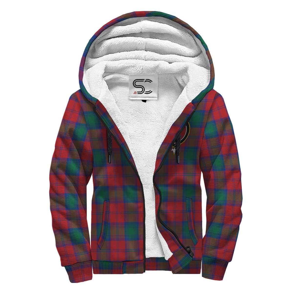 Lindsay Modern Tartan Crest Sherpa Hoodie