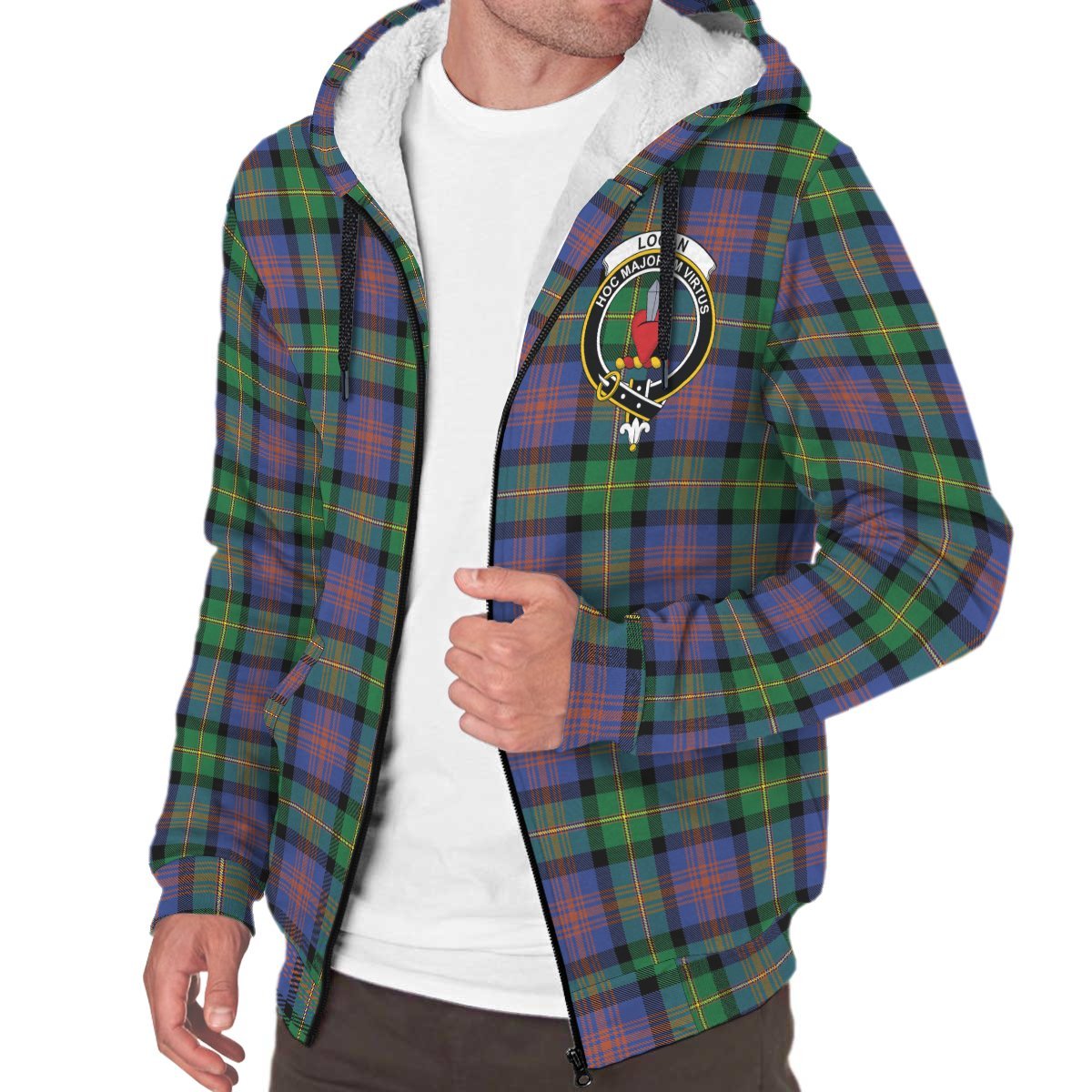 Logan Ancient Tartan Crest Sherpa Hoodie