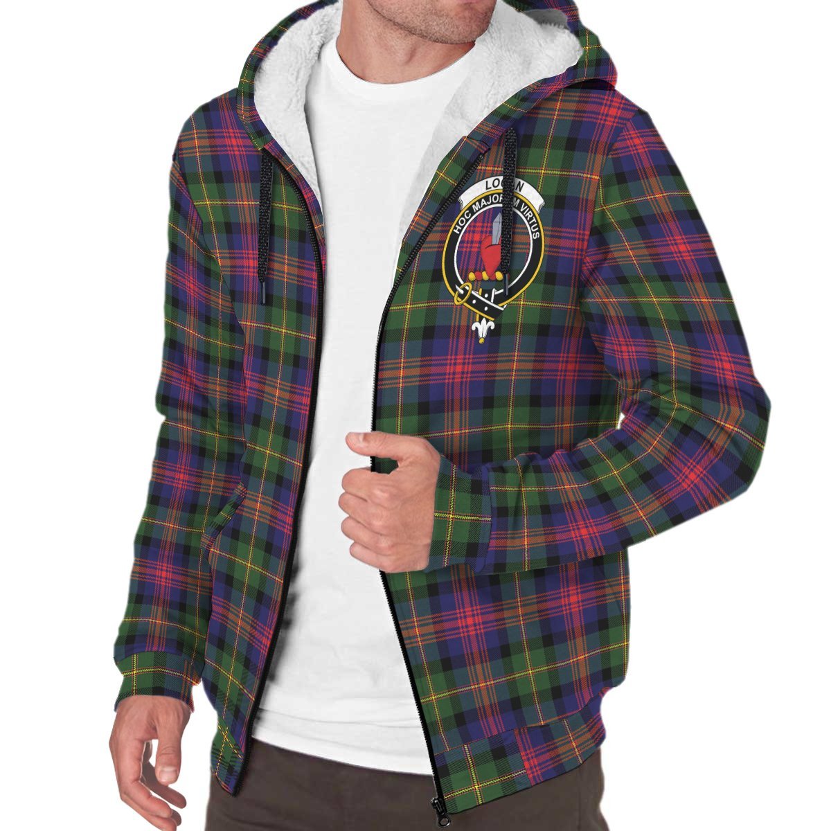 Logan Modern Tartan Crest Sherpa Hoodie