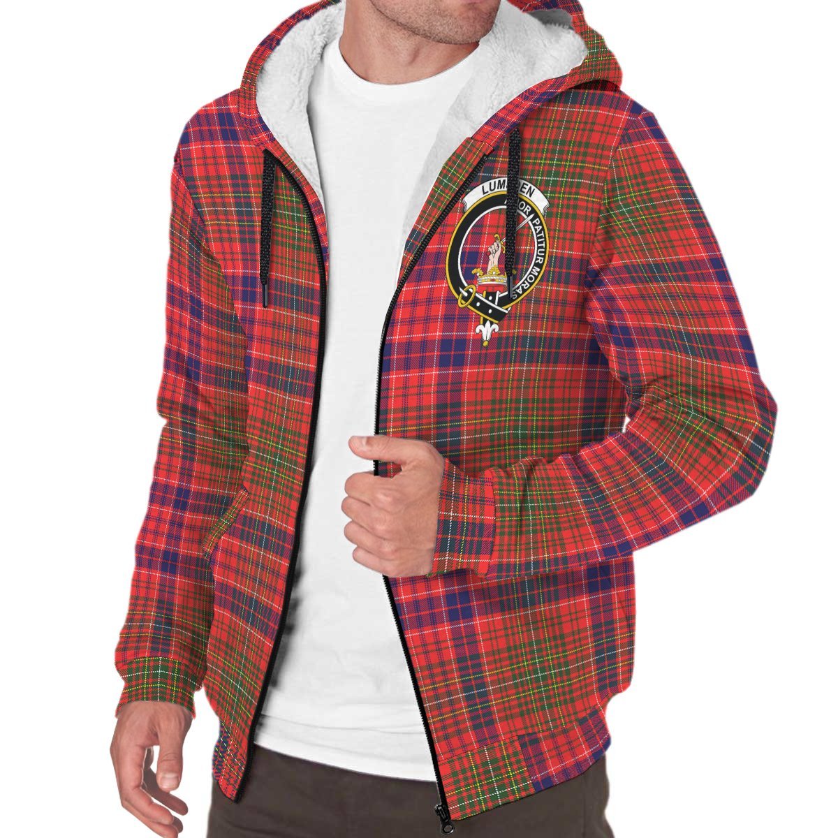 Lumsden Modern Tartan Crest Sherpa Hoodie