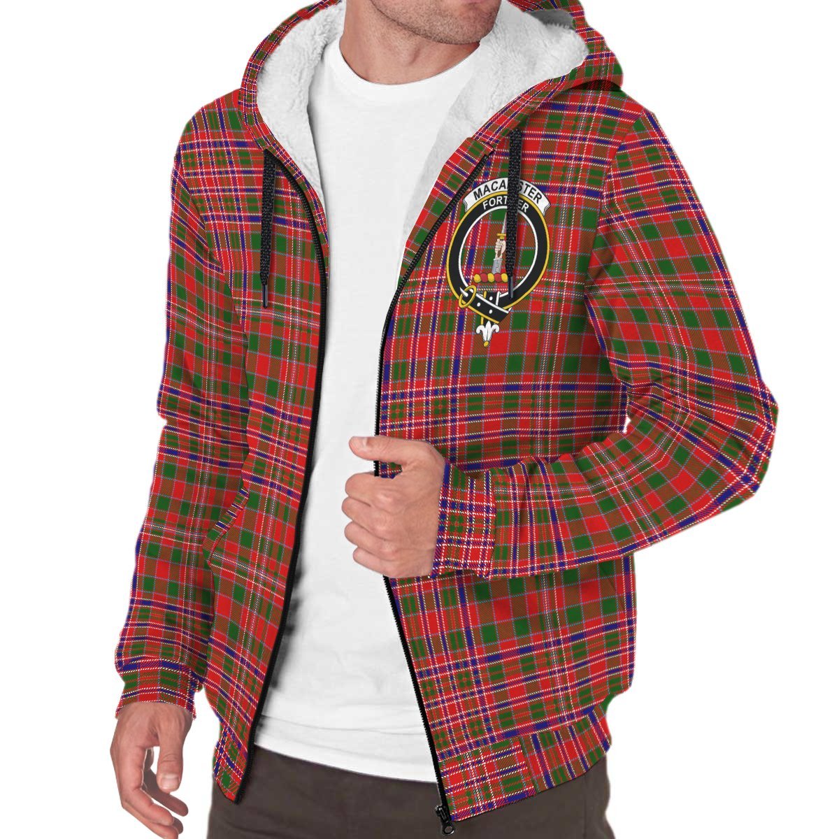 MacAlister Modern Tartan Crest Sherpa Hoodie