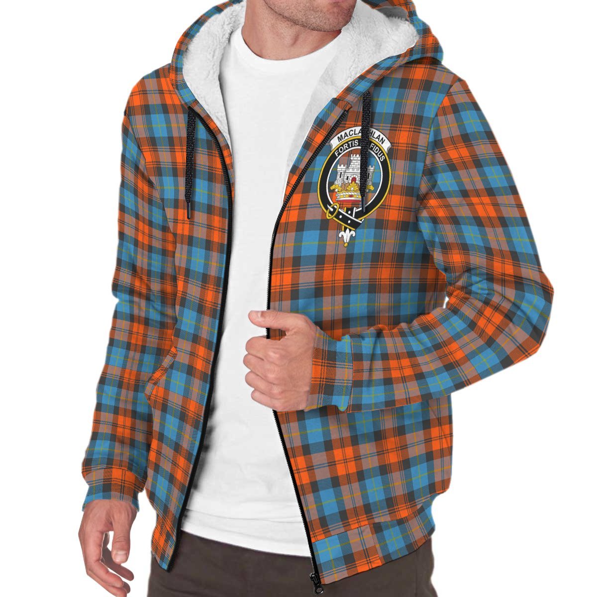 MacLachlan Ancient Tartan Crest Sherpa Hoodie