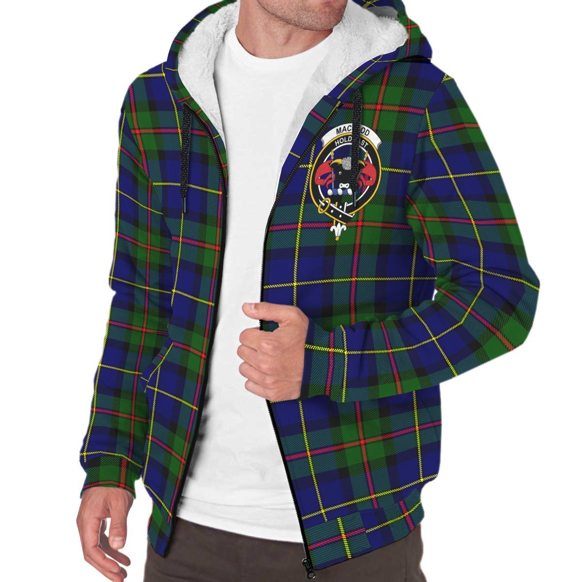 MacLeod of Harris Modern Tartan Crest Sherpa Hoodie