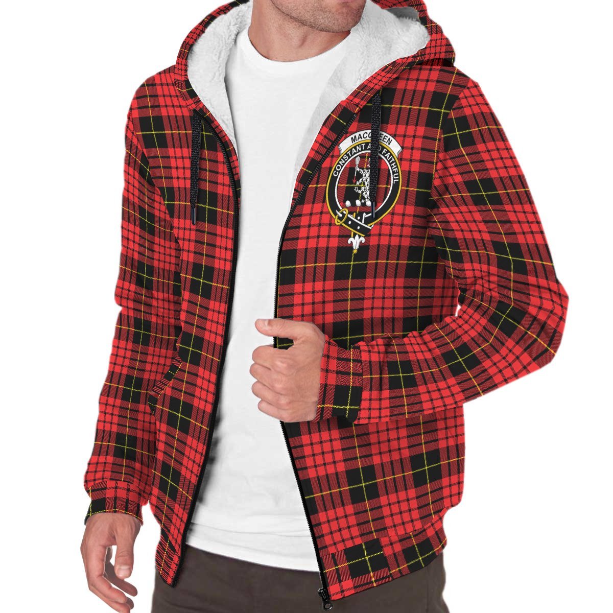 MacQueen Modern Tartan Crest Sherpa Hoodie