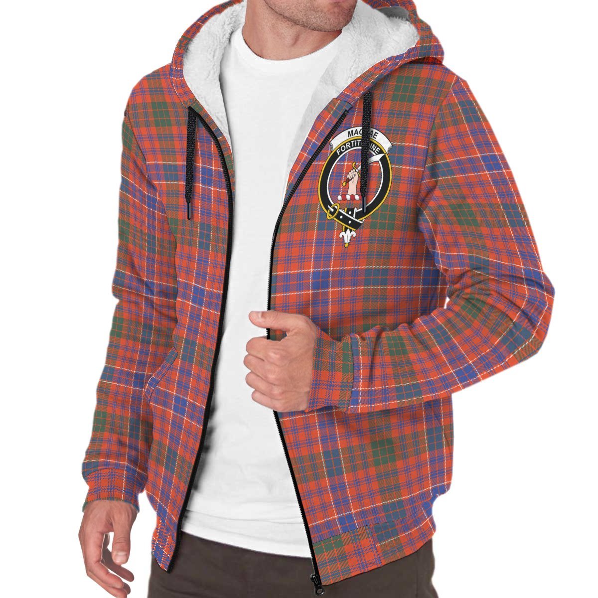 MacRae Ancient Tartan Crest Sherpa Hoodie