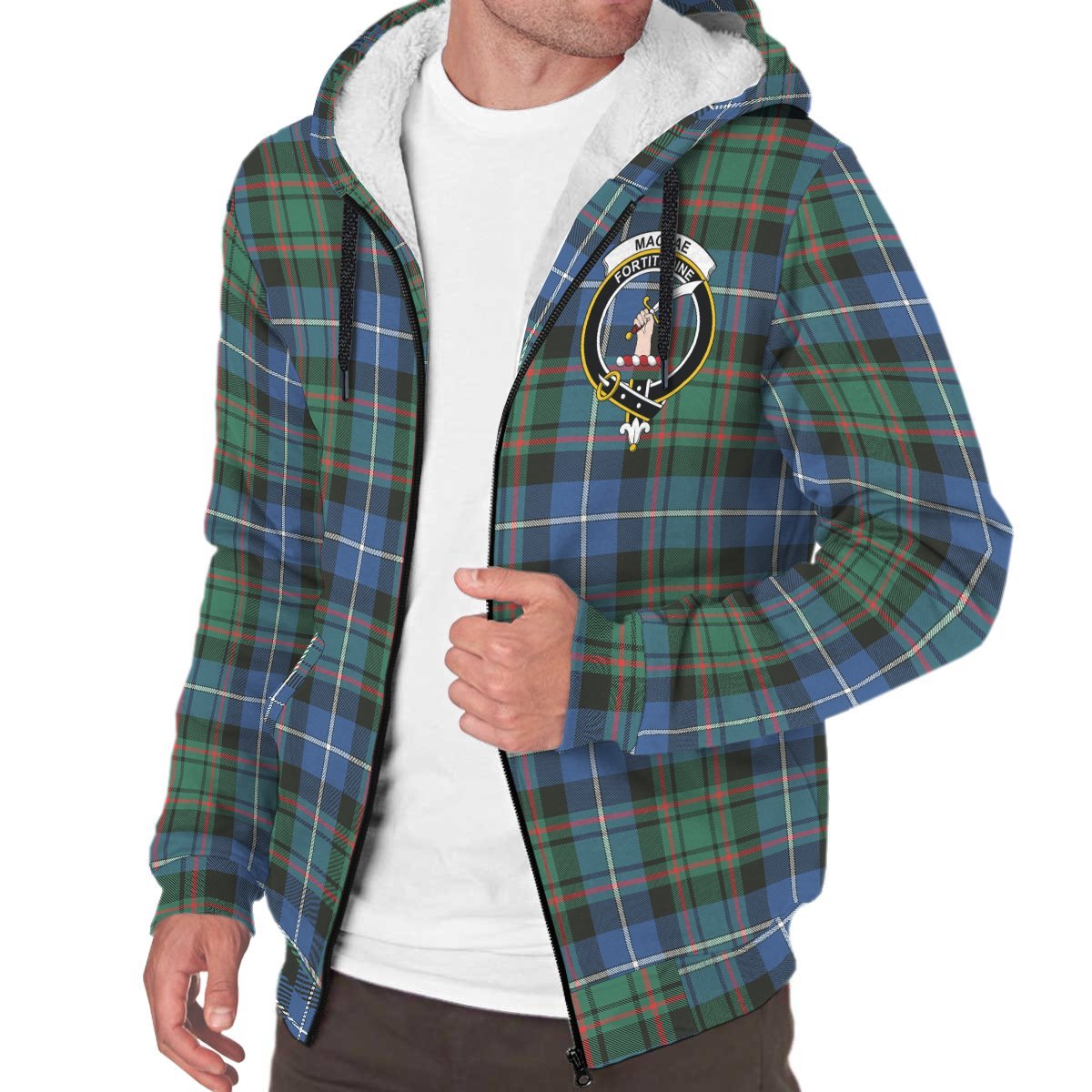 MacRae Hunting Ancient Tartan Crest Sherpa Hoodie