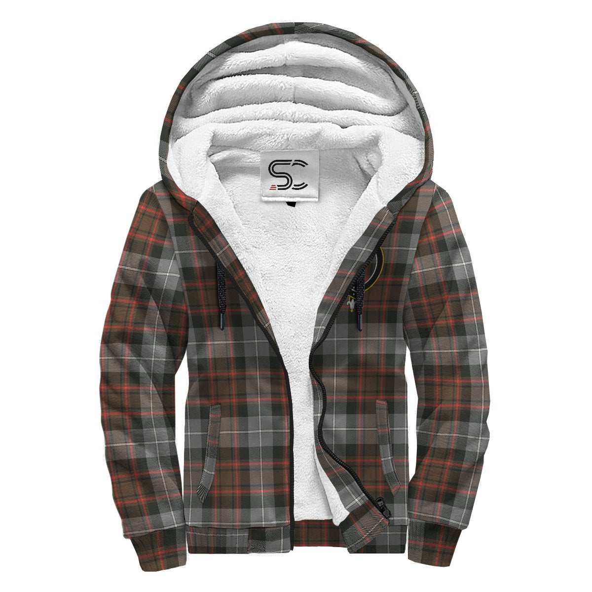 MacRae Hunting Weathered Tartan Crest Sherpa Hoodie