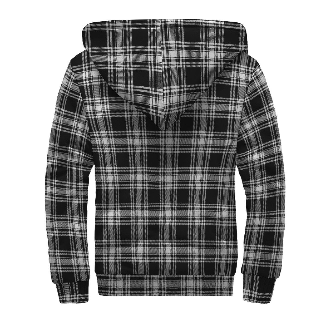 Menzies Black & White Modern Tartan Crest Sherpa Hoodie