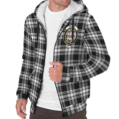 Menzies Black & White Modern Tartan Crest Sherpa Hoodie