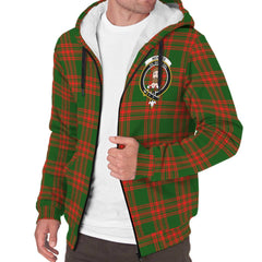 Menzies Green Modern Tartan Crest Sherpa Hoodie