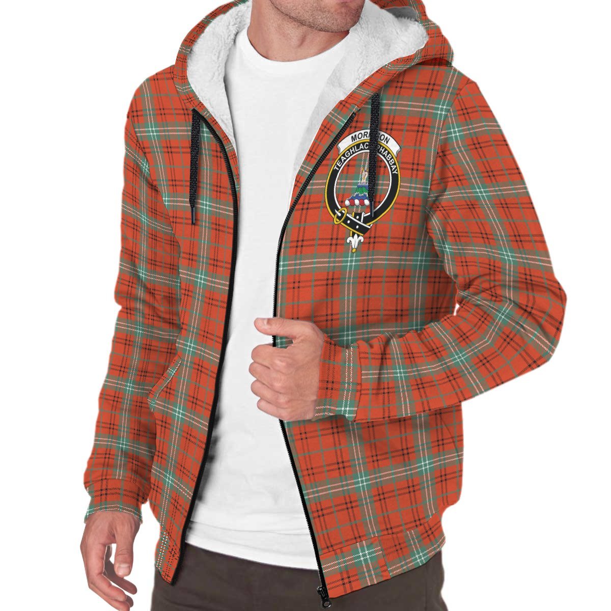 Morrison Red Ancient Tartan Crest Sherpa Hoodie