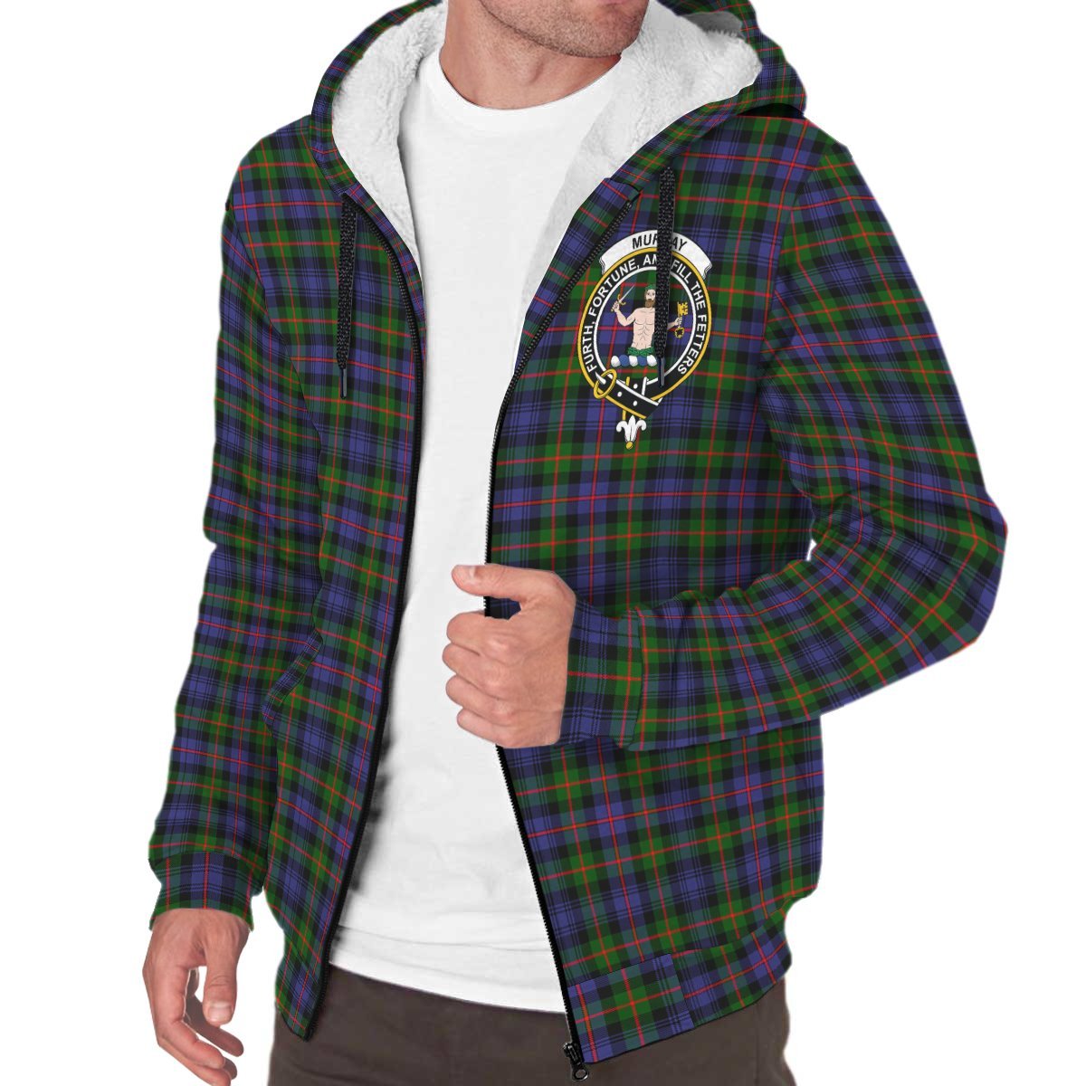 Murray of Atholl Modern Tartan Crest Sherpa Hoodie