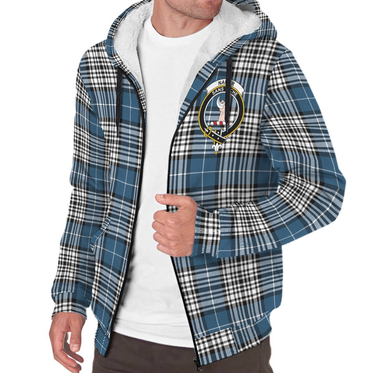 Napier Modern Tartan Crest Sherpa Hoodie