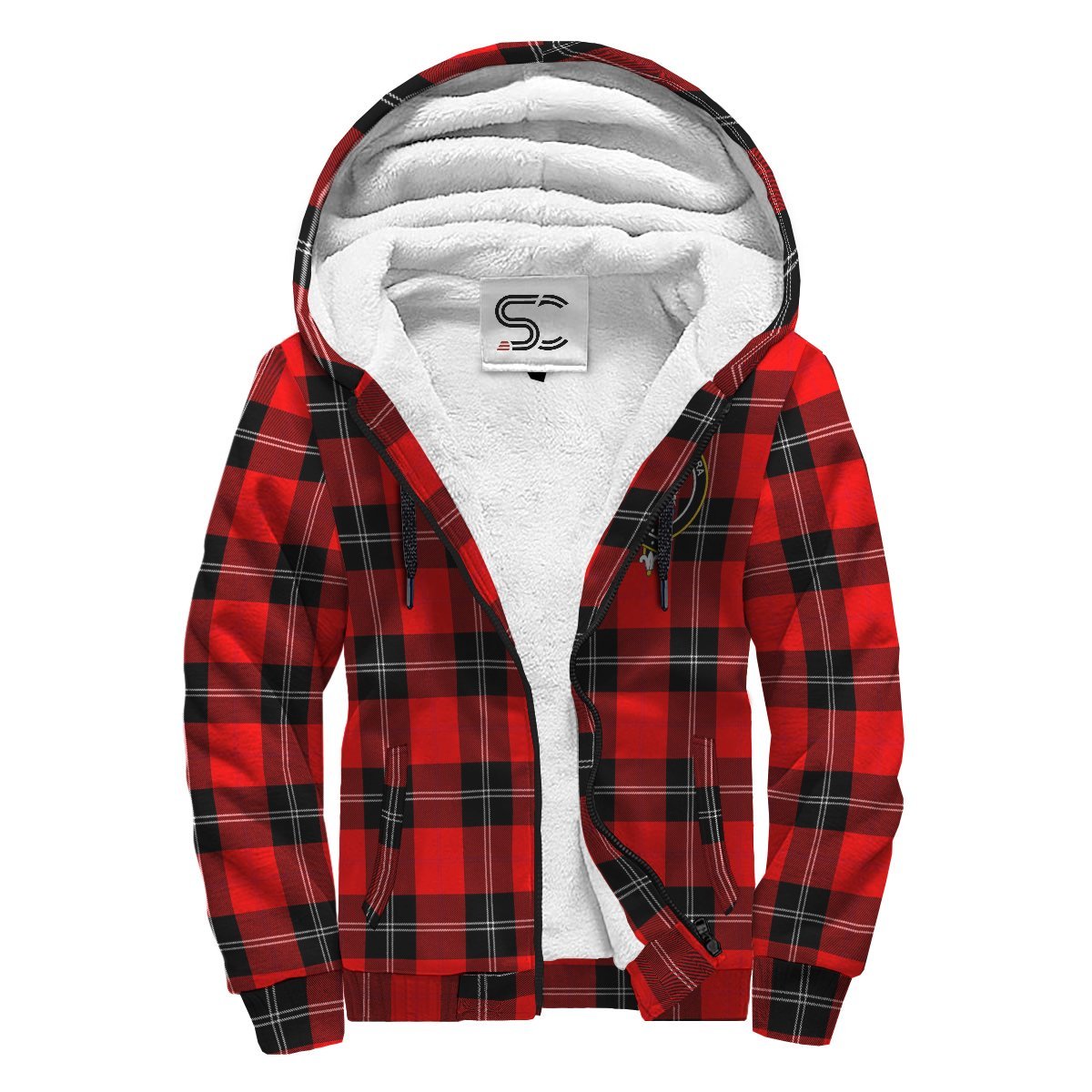 Ramsay Modern Tartan Crest Sherpa Hoodie