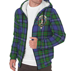 Robertson Hunting Modern Tartan Crest Sherpa Hoodie