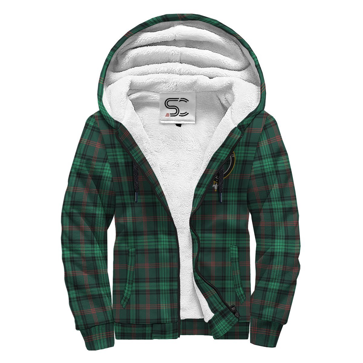 Ross Hunting Modern Tartan Crest Sherpa Hoodie