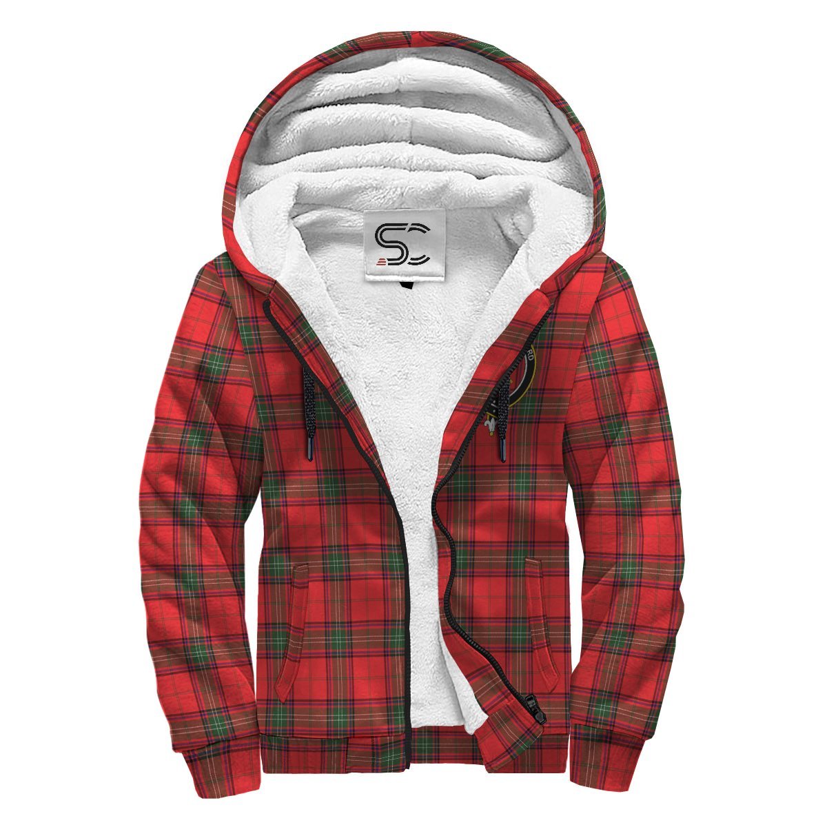 Seton Modern Tartan Crest Sherpa Hoodie