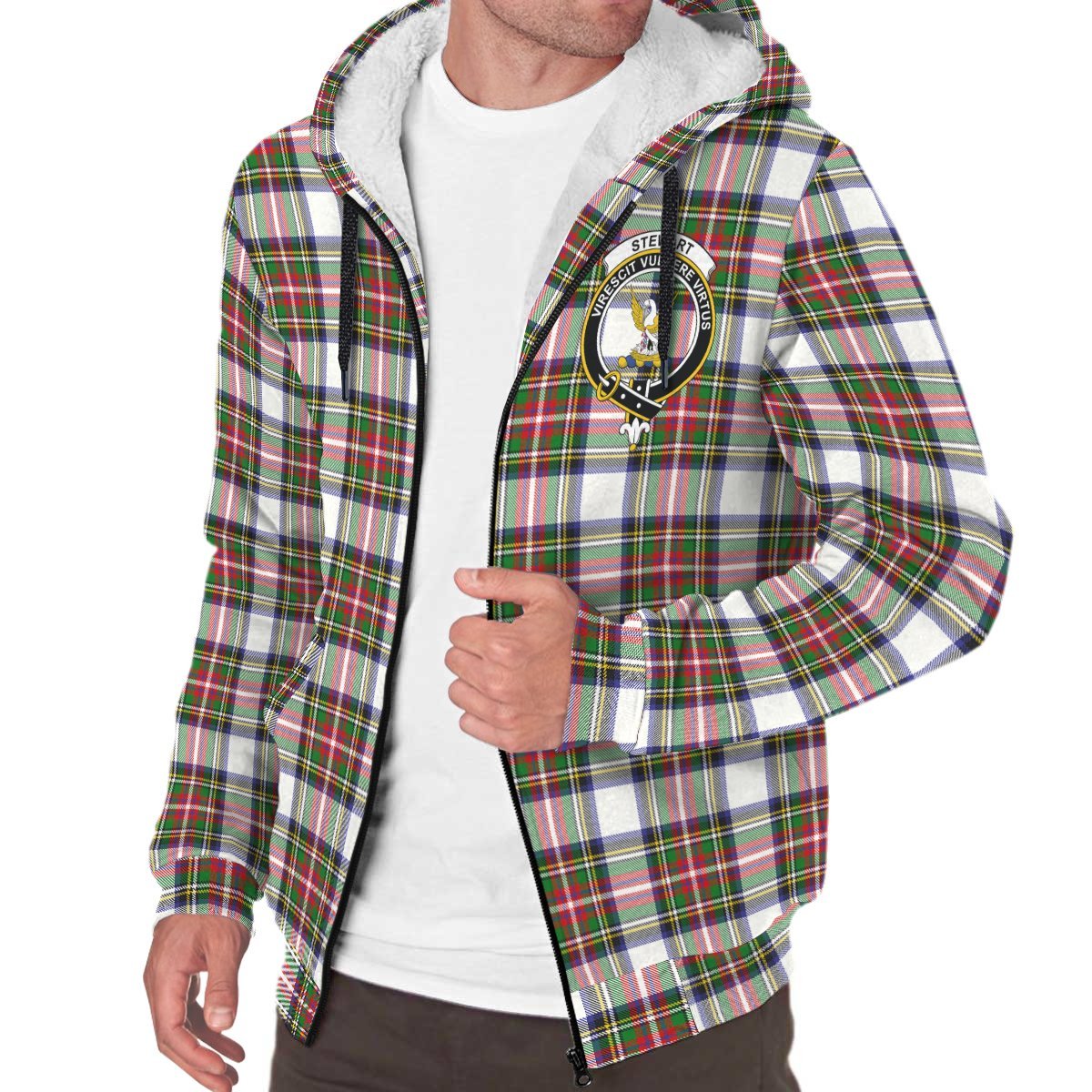 Stewart Dress Modern Tartan Crest Sherpa Hoodie