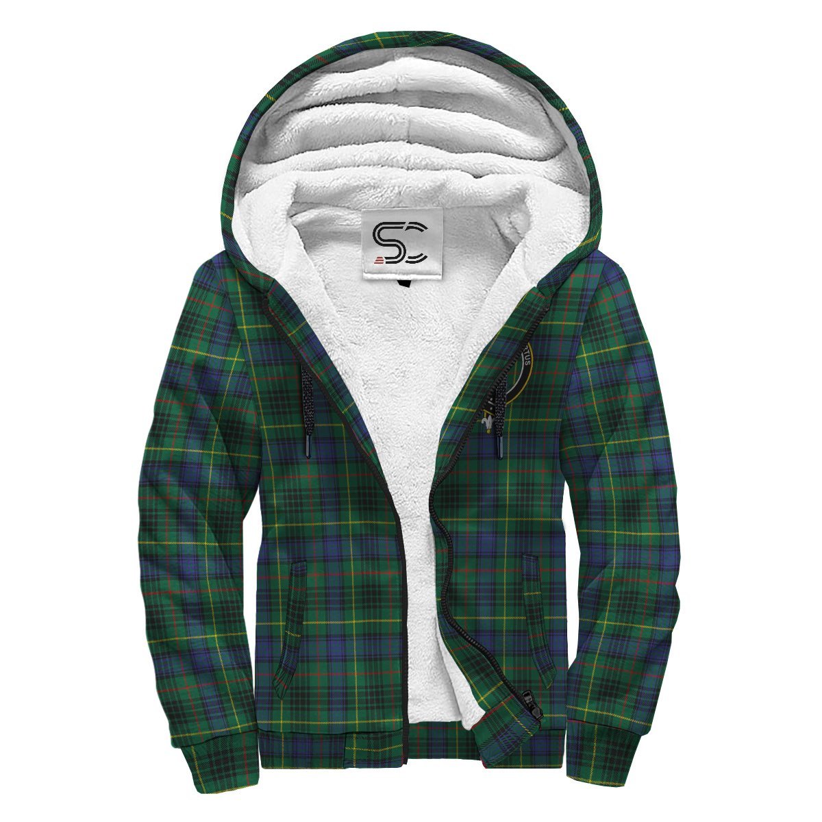 Stewart Hunting Modern Tartan Crest Sherpa Hoodie