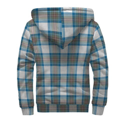 Stewart Muted Blue Tartan Crest Sherpa Hoodie