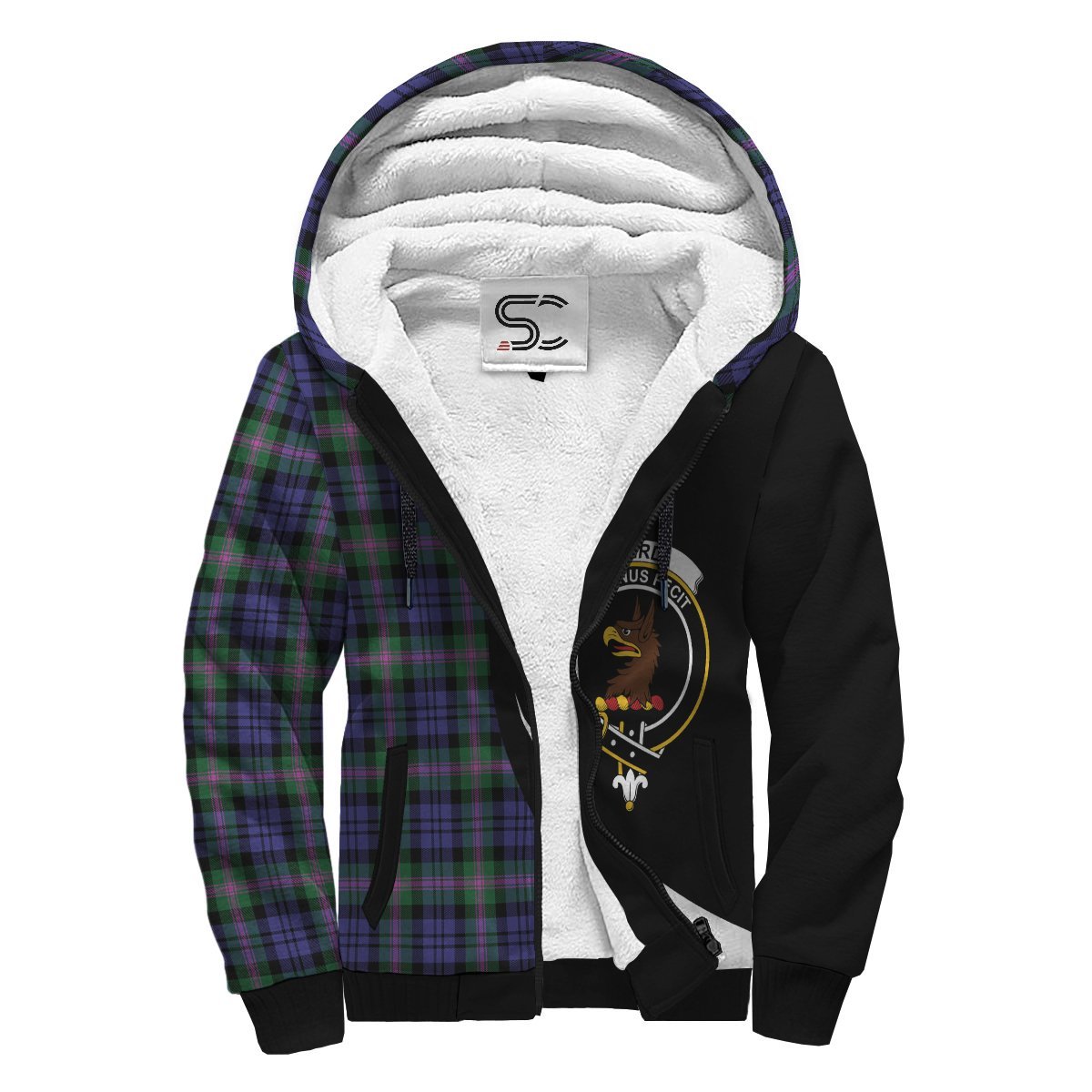 Baird Modern Tartan Crest Sherpa Hoodie - Circle Style