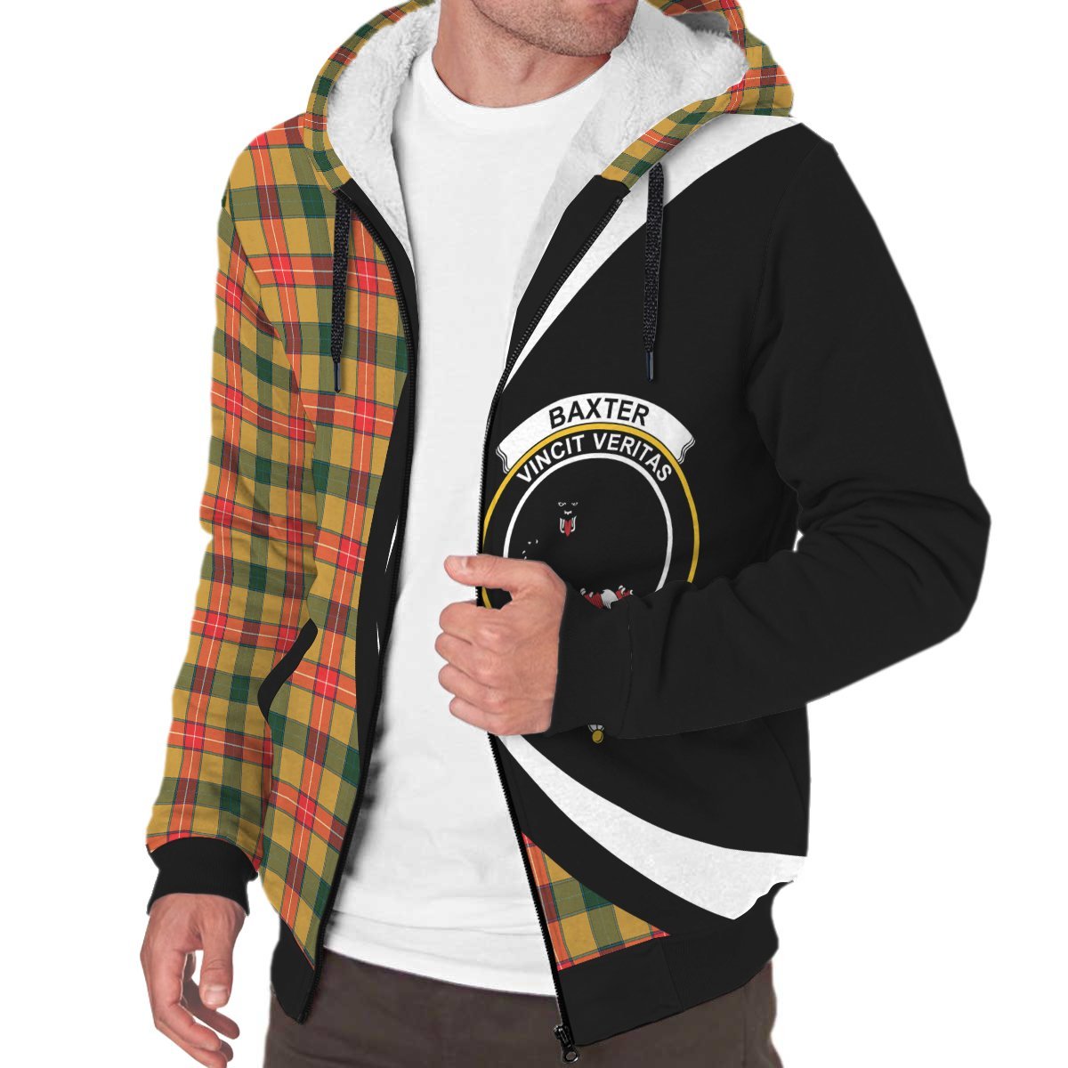 Baxter Tartan Crest Sherpa Hoodie - Circle Style