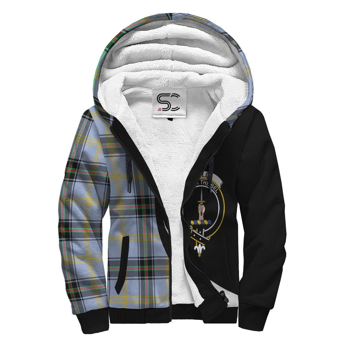 Bell of the Borders Tartan Crest Sherpa Hoodie - Circle Style