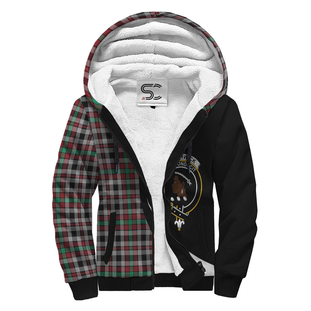 Borthwick Ancient Tartan Crest Sherpa Hoodie - Circle Style