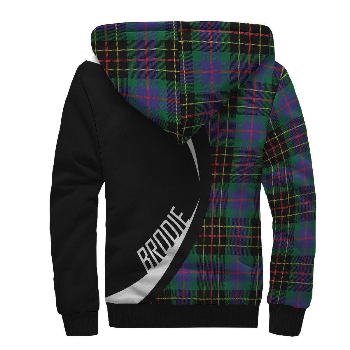 Brodie Hunting Modern Tartan Crest Sherpa Hoodie - Circle Style