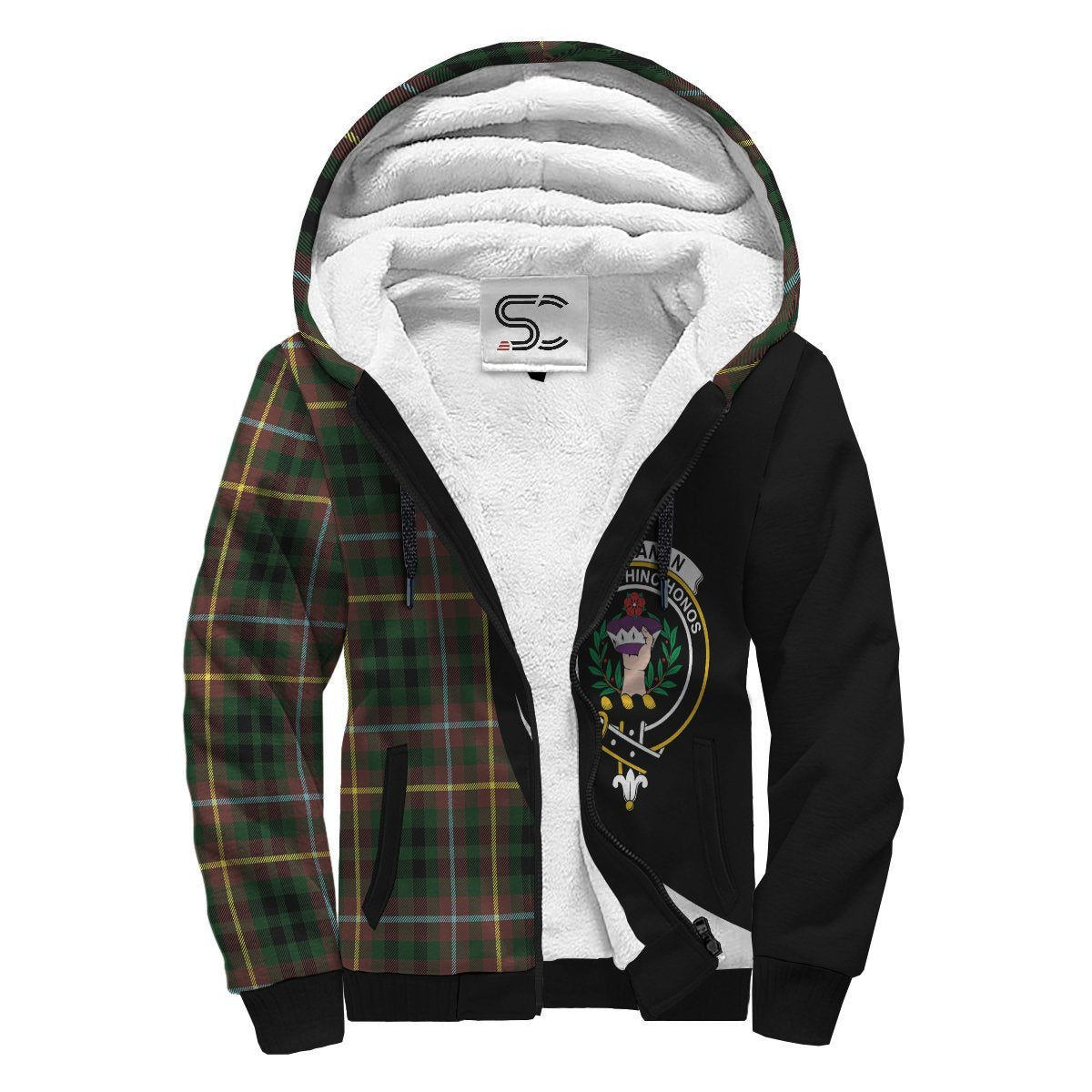 Buchanan Hunting Tartan Crest Sherpa Hoodie - Circle Style