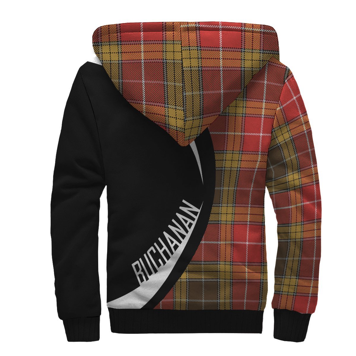 Buchanan Old Set Weathered Tartan Crest Sherpa Hoodie - Circle Style