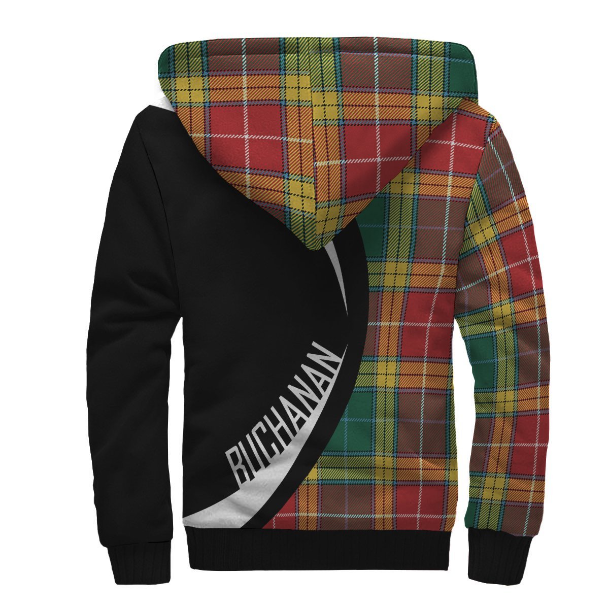 Buchanan Old Sett Tartan Crest Sherpa Hoodie - Circle Style