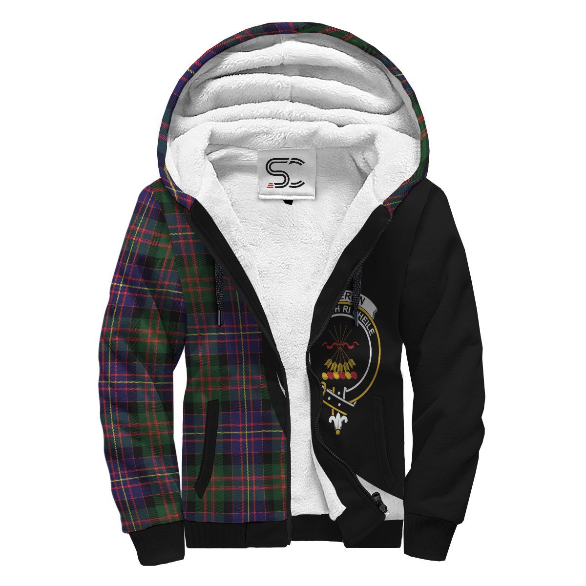 Cameron of Erracht Modern Tartan Crest Sherpa Hoodie - Circle Style