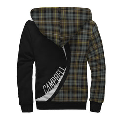 Campbell Argyll Weathered Tartan Crest Sherpa Hoodie - Circle Style