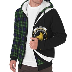 Campbell of Breadalbane Modern Tartan Crest Sherpa Hoodie - Circle Style