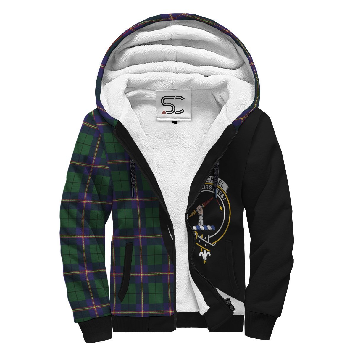 Carmichael Modern Tartan Crest Sherpa Hoodie - Circle Style